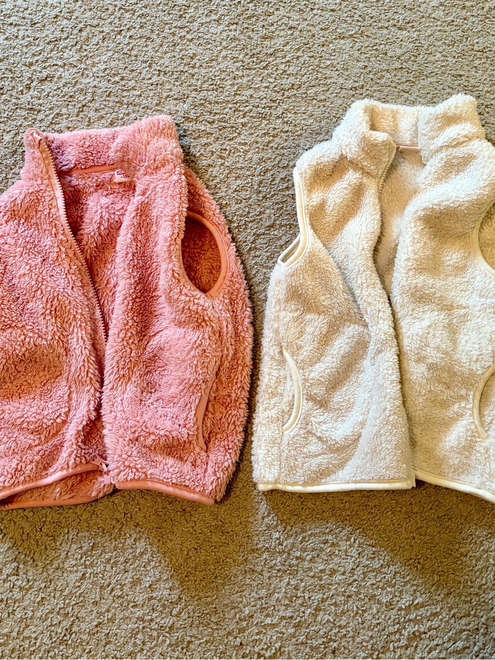 Little Girls Cozy Sherpa Vest Duo - Pink & Cream